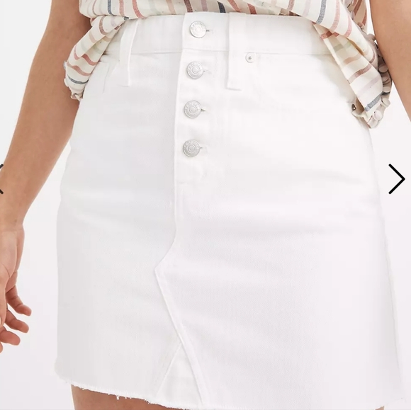 Madewell Rigid Denim A-Line Mini Skirt in Tile White: Button-Front Edition - Picture 2 of 11